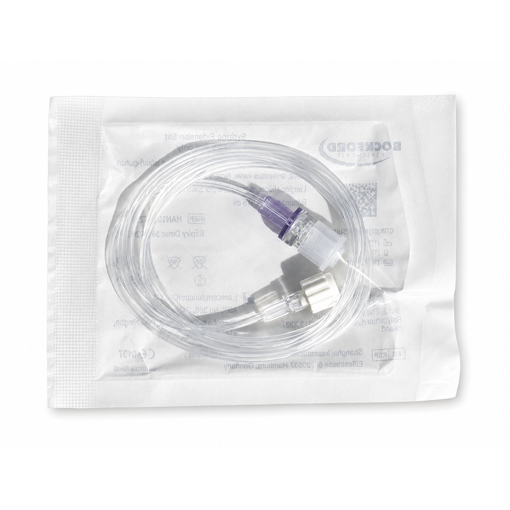 Clear 100cm extension set with luer loc and antisiphon valve (Box of 20)