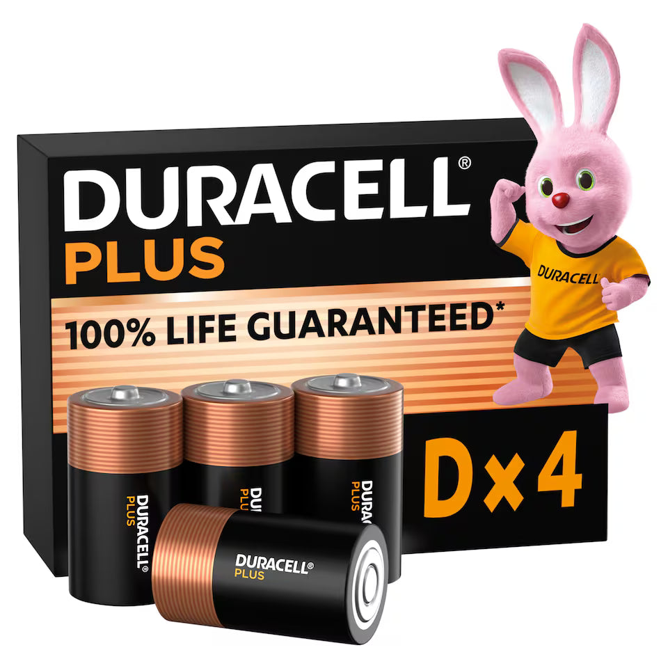 Duracell D 1.5 volt battery (Pack of 4)